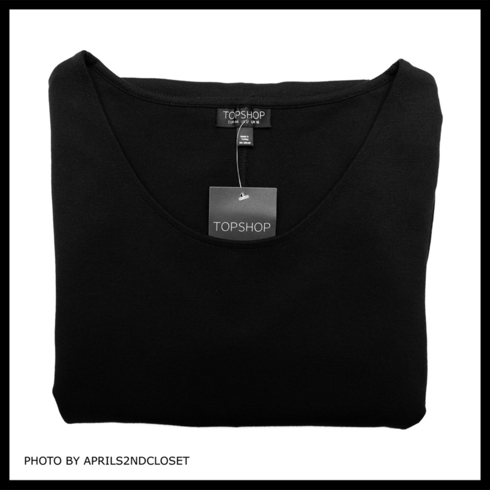 TOPSHOP BLACK KNIT ELBOW SLEEVES MINI DRESS A2C - Picture 6 of 7